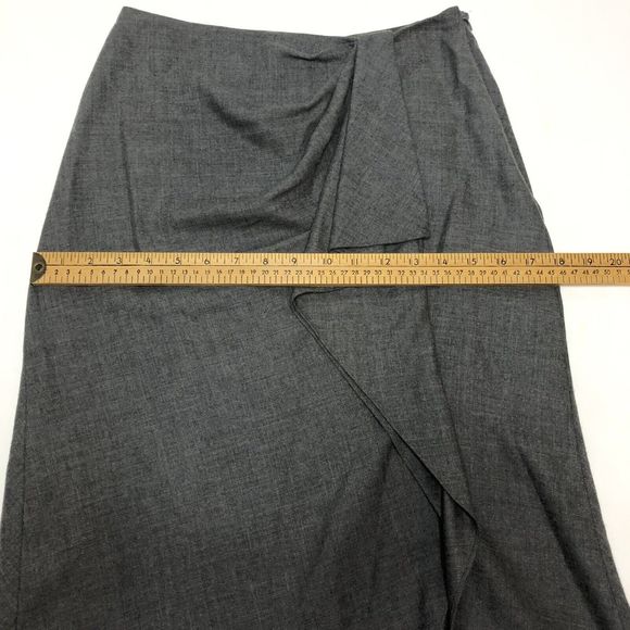 Ralph Lauren Black Label Gray Cashmere Wool Draped Skirt 2 Lined A-Line Ruffle - Picture 3 of 15